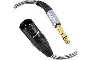 JOLGOO Cavo da TRS a XLR maschio da 1/4 di pollice, spina TRS bilanciata da 6,35 mm a XLR maschio a 3 pin, cavo per microfono TRS maschio da un quarto di pollice a XLR maschio, 3 metri