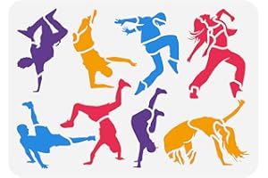 FINGERINSPIRE Break Dancer Painting Stencil 21x29.7cm Reusable Break Dance Boy Girl Drawing Decoration Template Street Dance Stencil for Painting on Wood Wall Fabric Paper Furniture