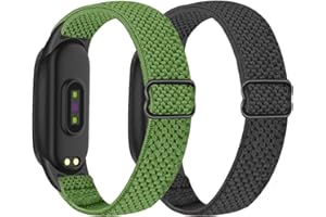 SHIJZWD Adjustable Elastic Watch Straps Compatible with Xiaomi Mi Band 7/Mi Band 6/Mi Band 5 Strap, Stretchy Nylon Sports Band Replacement Wristband for Xiaomi Mi Band 7/6/5 Men Women, 2 Pack