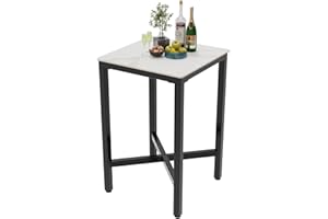 FATIVO Tavolo Bar Alto Cucina: Quadrato Tavolino Alto Bar Tavolo da Bar per Casa Esterno in Marmo Pietra Sinterizzata industrial Stile 70x70cm Altezza 105cm - per colazione, sala da pranzo