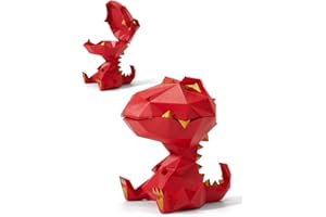 HAUCOZE Amoy-Art Plato de Caramelos Dulces Tarro de Galletas Dinosaurio Figura Decorativa Modern Escultura Arte Animal Regalo Interior Estatua Resina Rojo18cm