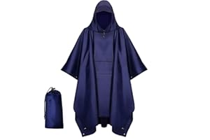 Keratobleem Poncho de Lluvia Impermeable,Poncho de Lluvia con Capucha, 3 en 1 Multifuncional Chubasquero Transpirable, para Viajes y Exteriores, para Hombre Mujer