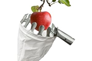 UTEFIF Recogedor de frutas con bolsa de tela, recogedor de manzanas para la cosecha de manzanas, naranjas, pera de melocotón, cerezas (16 cm de diámetro)