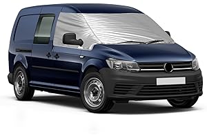 SOEKODU Auto Windschutzscheiben Abdeckung Ersatz für VW Caddy 2003-2025, Frontscheiben Sonnenschutz, 100% Verdunkelnd, Blockiert UV Strahlen, Wetterfeste Frontscheibe Wrap Cover