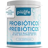 Pi&ugrave;Life Intestinal Probiotics And Prebiotics, 120 Capsules | 40 Billion CFU and 20 Strains, Probiotics with Inulin and FOS, I