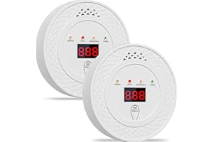 YEZALA 2Packs Carbon Monoxide Detector with LCD Display, CO Alarm Detectors,Battery Operated, Home and Car CO Alarm