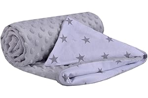 Kocyk dziecięcy 75x100cm Medi Partners Dwustronny Wielofunkcyjny Do wózków Minky Miękki Przytulny 100% Bawełna (Szare gwiazdki z szarym)