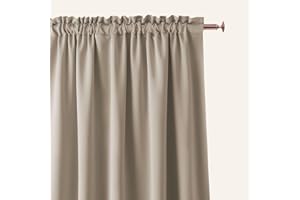 ROOM99 Zasłona z taśmą marszczącą, Aura, 140 x 250 cm szerokości x wysokości, zaciemnienie, zasłona przesuwna, dekoracyjna, nowoczesna firanka do salonu, sypialni, beżowa, 1 sztuka