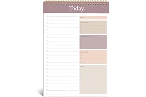 KMQOY To Do List Notepad - Daily Planner Pad Undated 52 Sheets Spiral Today Planner Note Pad Premium Thick Paper 9.8" x 6.5" For Work and Personal Organized - （Brown）