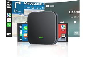 VOLAM Adaptateur Carplay sans Fil pour Car Play et Android Auto, 5.8GHz Plug & Play et Stable. Connexion Automatique Rapide, Compatible Voitures dès 2016 avec Port USB-C/A iOS 10+/Android 10+