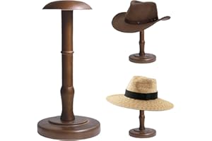 TINGSING Présentoir à chapeaux vintage en bois rustique en forme de dôme marron pour chapeau de cowboy, perruque, casque pour placard, décoration d'intérieur, taille L