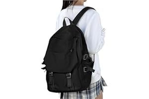 HYC00 Mochila escolar Resistente al agua Bolsas de viaje ligeras causales para mujeres y hombres universitarios, Mochila para computadora portátil de 14 pulgadas, Negro