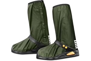 Ctrunit Waterproof Shoe Covers with Reflector,Non -Slip PVC Rain Boots Shoes with Zipper Rainproof Boots Cover Reusable & Foldable, Men Women Rain Feet Gaiters for Rain Mud Snow