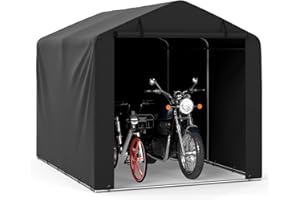GYMAX Abri pour Motos, Vélos, Outils, Abri Extérieur Jardin Imperméable avec Porte Enroulable à Fermeture Éclair, Tente de Garage Protection,160x218x164CM