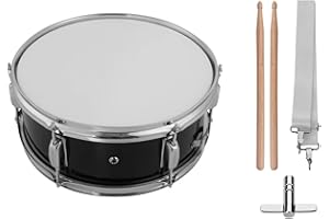 SHUAIGUO Tambour de 12 pouces avec baguettes, bandoulière, clé de tambour, instrument de percussion pour étudiants débutants, caisse claire de marche, ensemble de caisse claire portable