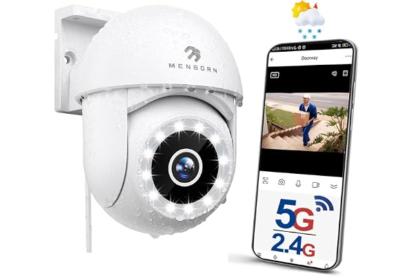 Caméra Surveillance WiFi Extérieure 5G/2.4GHz, Camera Exterieur Mise à Jour 360° avec Vision Nocturne Couleur, 2.5K Caméra avec Audio Bidirectionnel, Sirène, Détection Humaine, Compatible avec Alexa