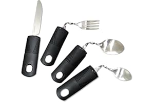 JKYVAA Bendable Cutlery for Disabled Hands Set of 4, Easy Grip Disability Aids Cutlery Set, Weighted Bendable Cutlery, with Knife Fork Spoon ​for Disabled Hands for Disabled People Elderly Parkinson