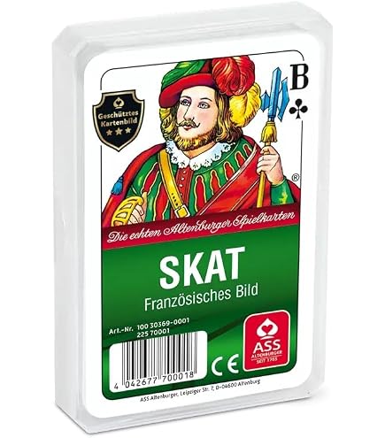 Carte Da Gioco Doppelkopf Con Figure Francesi - Qualità ASS - 10 Mazzi Da 24 Carte + 2 Jolly - 59x91 Mm - Con Custodia