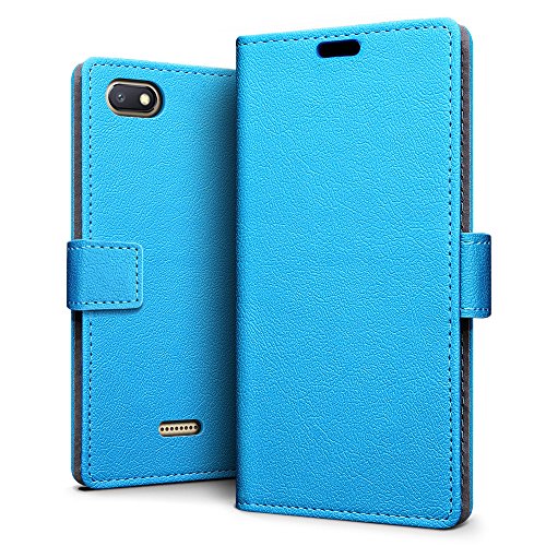 SLEO Funda para Xiaomi Redmi 6A Carcasa Libro de Cuero Ultra Delgado Billetera Cartera [Ranuras de Tarjeta,Soporte Plegable,Cierre Magnético] Case Flip Cover