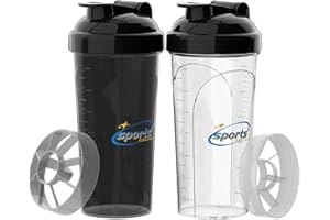 PZMLOASN Pack of 2 Protein Shaker Bottles, Leak-Proof Screw Lid, BPA-Free, Protein Shaker, 700 ml, Made of Baby Bottle-Safe Material, for Men and Women (Black + White)