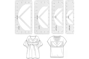 XIAOJING0 4 piezas Herramientas de Alineación,Juego de Reglas para Camiseta de Escalas de Precisión Reglas Métrica Suave de Centrado para Suministros de Diseño de Tela Collar U/V para Adultos
