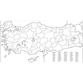 T&uuml;rkiye Haritası Akıllı Statik Tutunan Doldurulabilir Yapışkansız Pratik Şeffaf T&uuml;rkiye Haritası 110x56