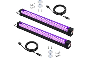 PORFOYO 2 Pièces LED Lumiere Noire, Barres De Lumière Noire Portable UV Tube Lumière Lampe Violette LED UV Tube Pour Soirée, Peinture Fluo, Affiche Fluorescente, Halloween, Noël