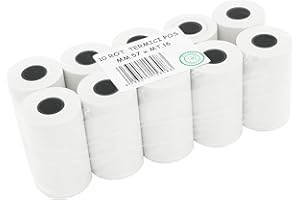 HCT STYLE Confezione da 10 Rotoli Pos 57mm Lunghezza 16 mt per Registratore di Cassa Carta Termica per Ricevute Bancomat Rotolini per Terminale Pos (10 Rotoli)