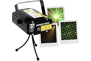 BOOMTONEDJ BoomTone DJ LZR d'animation multi-points NANOFLY 110 RG rouge et vert. Stroboscope. Programmes automatiques. Détection musicale. Eclairage soirée, Disco mobile. Eclairage DJ. Trépied inclus.
