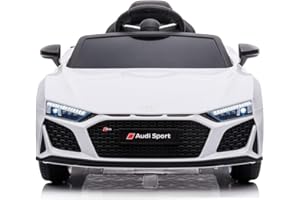 Voiture Electrique Enfants Audi R8 Sport par Babycar – Voiture électrique Enfant 12V sous Licence Officielle avec télécommande 2,4 GHz Ouverture des Portes avec MP3 (Blanc)