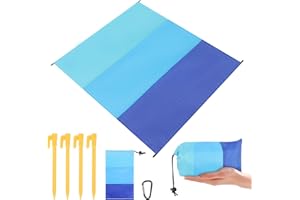 KufaerBeam Stranddecke Sandfrei 210x200 cm, Ultraleicht & Wasserdicht XXL-Strandmatte mit 4 Befestigung Ecken, Wasserdicht Strandmatte, Picknickdecke mit Tragetasche für Strand, Camping & Outdoor