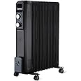 Geepas Oil Filled Radiator Heater, 2500W | Portable Electric Heater, 3 Power Settings (1000/1500/2500W), Adjustable Temperature & Thermostat, Thermal Safety Cut off | 11 Fins | Black