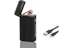 HundoPony Christmas Stocking Fillers Gift for Men Him Camping Accessories Rechargeable Lighter USB Electric Lighter Windproof Dual Arc Chritstmas Gifts for Father Dad Grandpa Black