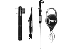 SAMSFX Outil de fixation rapide de nœud de pêche, fixation de cheveux et niveau de crochet, type de boucle, aiguiseurs d'hameçons, dégorgeoir d'hameçon et écarteurs Zinger