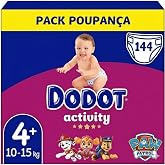 Dodot Baby Activity Diapers Size 4+ (10-15 kg), Maximum Absorbency, 3D Total Fit, 144 Nappies