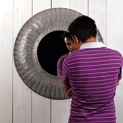 RUNDER METALL WANDSPIEGEL „MARY“ | 78 cm, silber | Spiegel mit Rahmen, Wanddekoration - 6