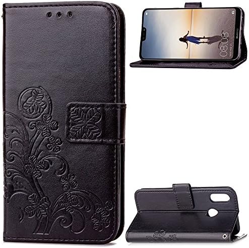 Dazzled Premium Quality Leather Book Style Wallet Flip Case Cover With Credit Card & Money Slots For Huawei P20 Lite (BLACK)