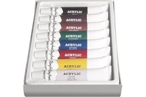 Rayher 38924000 Set Di Colori Acrilici, Assortimento 8 Colori, Tubetti Da 12ml, Per Pittura Su Carta, Tela, Legno, Cartapesta, Sassi, Plastica, Per Hobbistica, Principianti Ed Esperti