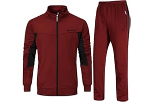 Rdruko Mens Tracksuit Set Hooded Jacket Sweatsuits Jogging Tops Full Zip Joggers Sports Sweatsuit with 2 Pockets