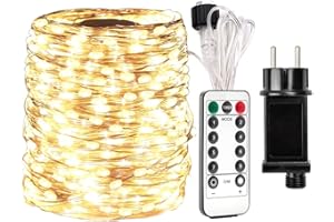 ZELUXDOT 300 luces LED de hadas, cadena de luces de 30m, resistente al agua, de cobre, para exteriores, con 8 modos para jardines, decoración de bodas, fiestas, árboles de Navidad