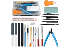 XINGYHENG BGTXINGI Ensemble de 28 pièces d'outils de base pour modélisme Gundam avec boîte en plastique - Kit d'outils pour modèles réduits, assemblage, réparation et réparation de bricolage