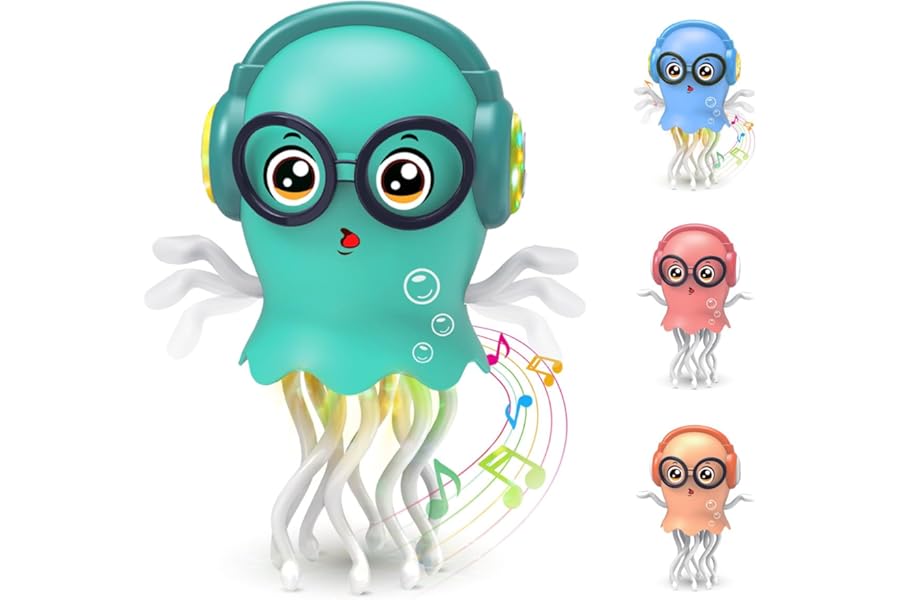 Zonopy Dancing Jellyfish Baby Toy, Crawling Jellyfish Tummy Time Toy Christmas, Magic Dancing Music Crawling Toys for 3 4 5 6 7 8 Year Old Kids Boy Girl Birthday Gifts, Interactive
