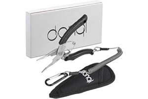 DONQL Fishing Pliers Fishing Hook Remover Stainless Steel Fishing Tongs Multifunctional Split Ring Pliers Line Cutter Handy as Disgorger & Scissor