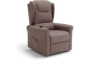 REDÒKASA Poltrona relax elettrica Detroit per anziani, 2 motori, 2 ruote posteriori, sistema reclinazione e alzapersona, tessuto idrorepellente