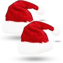 JIASHA 6 Pièces Bonnet De Noel, Rouge Noël Chapeau,Noël Peluche Chapeau,Bonnet Père Noël Chapeau De Noël Rouge Bonnet Noël Adulte,Noël Chapeau Pour Décoration De Noël,Fête De Noël (6pcs Adultes