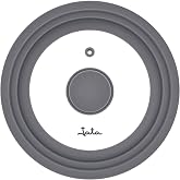 Jata Hogar T20 &ndash; Universal Glass Frying Pan Lid &ndash; Multi-Diameter &ndash; 20, 22 and 24 cm &ndash; Silicone Edge, Suitable for Microwave a