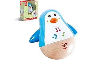 Hape Penguin Musical Wobbler, Colourful Wobbling Melody, Roly-Poly Toy for Kids 6 Months+
