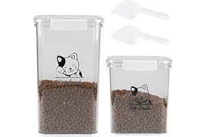 APITOS Cat Food Storage,2 Pack Pet Food Storage Container With Clip Lock Lid, Four Locks and Spoon - Airtight -Dog Food Storage Container for 3 Pounds, Keeps Food Fresher