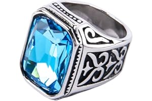 PAURO Homme Bague de Mariage en Zircone Cubique avec Une Grosse Pierre