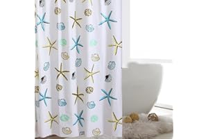 Vllcsla Cortinas de Ducha para Baño Resistentes al Moho 240 cm Alto, 180x240 cm, Cortina de Ducha Azul Largo, Cortina Baño Impermeable Estrella de Mar, Cortinas Bañera Plástico Lavable